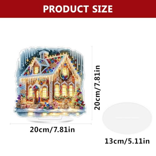 Christmas Diamond Art Kits for Adults,Gingerbread House Diamond Painting | Double Sided Christmas Pearl Art Kits for Adults,DIY Special Shaped Crystal Winter Desktop Decoration (7.8×7.8 In) - color: DP04710