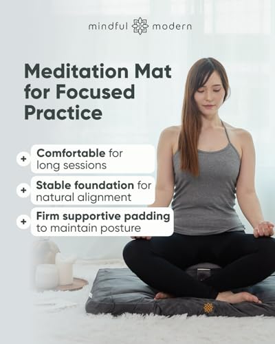 Mindful & Modern Zabuton Meditation Mat - Cotton Filled Yoga and Meditation Pad - Zabuton Meditation Cushion for Kneeling and Sitting Support - Large Rectangular Sitting Floor Pillow for Bench or Zafu - color: Velvet - Grey