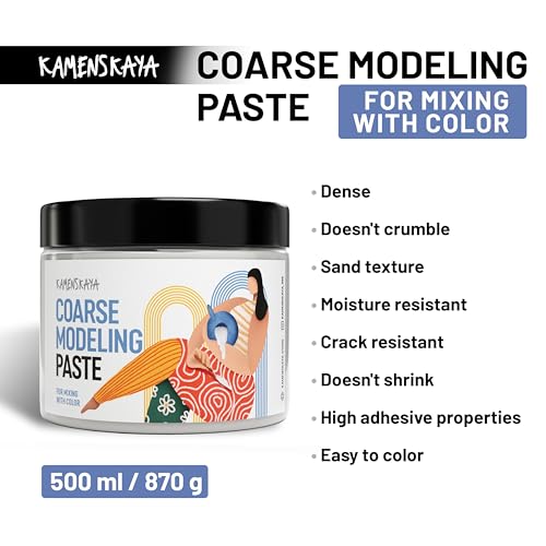 KAMENSKAYA Coarse Modeling Paste for Textured Art and Acrylic Painting (Texture Paste for Canvas) - 16.9 fl oz (500 ml) - color: Coarse – Natural, size: 16.9 Fl Oz (Pack of 1)