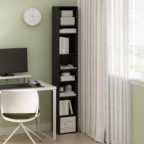 Furinno PASIR Book Shelf, 8-Tier Bookshelf, Bookcase with Open Shelf, 9.3 x 11.8 x 70.9, for Living Room, Bedroom, Home Office, Blackwood - color: Blackwood, size: 8-Tier, 12-Inch Width