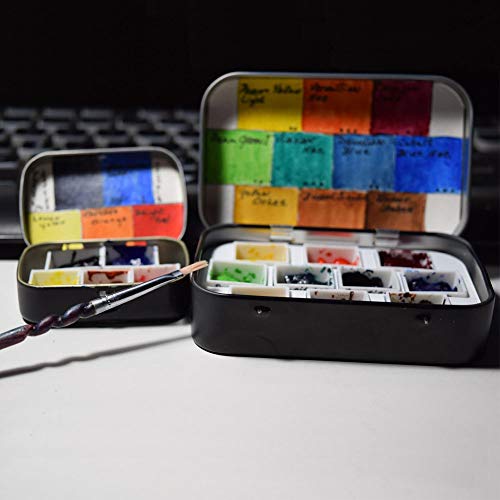 FCLUB 48PCS Refillable Empty Watercolor Half Pans, 2ml | Refillable 2ml Half Pans, For Metal Watercolor Tins, Empty Watercolor Pans, DIY Paints Pans, Gouache, Custom Palettes, Tubes - style: 48Pcs Half pans