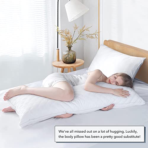Leeden Adjustable Body Pillow 21 x 54 for Side Sleepers White | Soft polyester padding delivers full-body support for side sleepers, maternity rest, reading and daily relaxation. - color: White-side