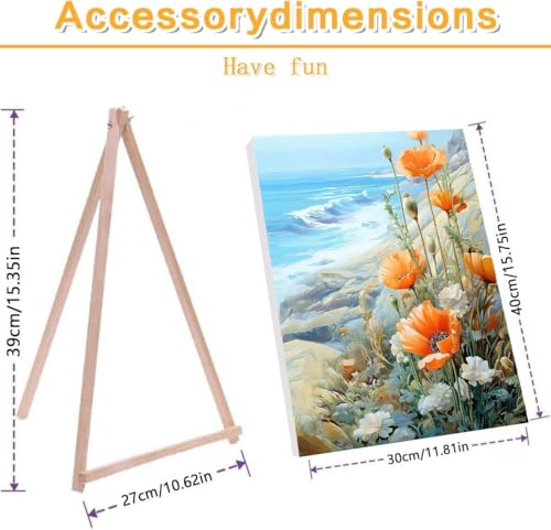 Paint by Numbers for Adults Beginner Flowers,Paint Number Kits Poppies and Daisies Adult,Paint by Number Sea View Adult Paint by Number Kits DIY Oil Painting Kits Gift, 12 x16 Inch(Include Framed) - color: DKH002