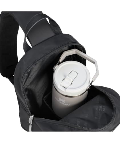 STANLEY Vitalize Crossbody Bag | Hydration Sling with Zippered Drinkware Compartment | Adjustable Strap | Multiple Storage Pockets | Durable Recycled Fabric | Black - color: Black, size: Crossbody