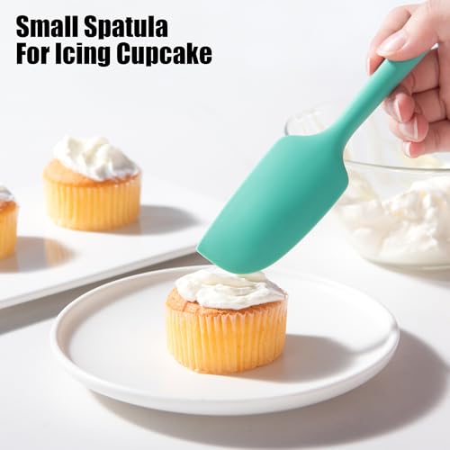 Doosu 600°F Heat Resistant Silicone Spatula Scrapers (Set of 3, Aqua Sky) | Food Grade Kitchen Rubber Baking Cooking Tool Nonstick Utensil Set for Mixing, Scraping, Folding, Stirring, Serving - color: Aqua Sky, size: Set of 3