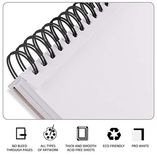 Bachmore Drawing Pad 5.5‘’X8.5''(98lb/160g) 100 Sheets Mixed Media, Watercolor, Acrylic Art Pad for Sketching, Ink Sketchbook, Coloring in Multi-Media Top Spiral Notebook, Micro-Perforated