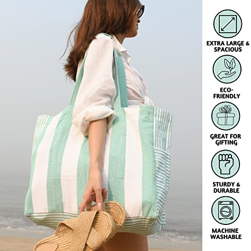 Folkulture Beach Bags for Women, Waterproof, Beach Must Haves -17x14 inch - color: Green