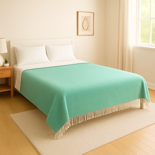 Open Road Goods Solid Color Mexican Yoga Blanket – Large Handwoven Throw for Yoga, Beach, Camping or Home – Soft and Durable Cotton Blend - color: Mint Blanket