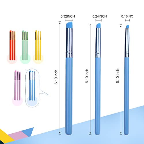 Yoseng 15 Pieces Mini Detailed Ink Blending Brushes for Card Making,Small Blender Art Blending Tool,Use with Intricate Stencils,Deal with Small Details(oblique head,5 colors) - color: 5 Colour Rainbow(Slant head)