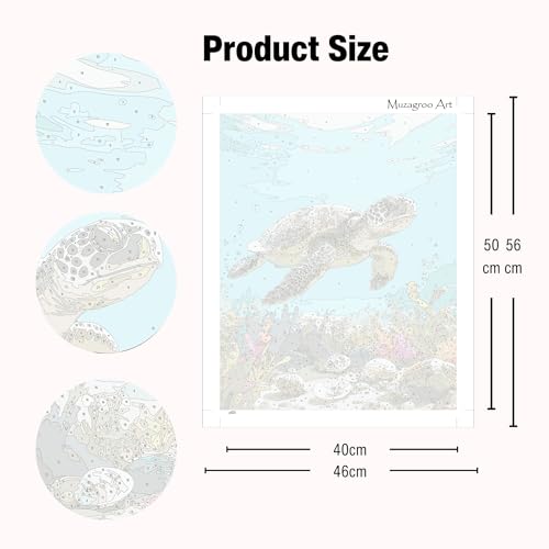 Muzagroo Paint by Numbers Oil Painting Kits for Adults DIY Sea Turtle Oil Painting for Beginners Hand Crafts Kits with Brushes and Acrylic Paints 16x20 inches (Sea Turtle) - color: Sea Turtle