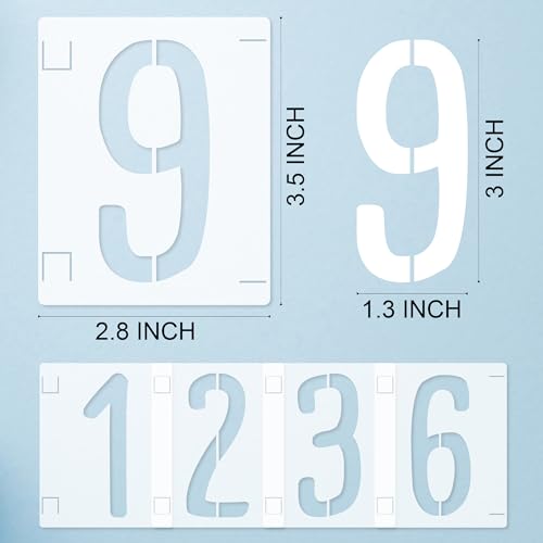 2 Pack 3.5 Inch Symbol and Numbers Stencils, Reusable Templates Interlocking 0-9 Address Number Stencil Kit for Painting Number on Mailbox, Wood, Wall, Trash, Patio, DIY Art Craft Projects - size: 3.5 inch