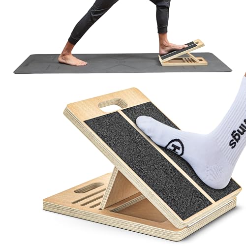Wooden Calf Stretcher - Portable Slant Board for Calf Stretching - Bears 300 lbs - Adjustable Incline Board Physical Therapy Equipment - Reduce Injury Risk, Improve Foot, Leg & Ankle Mobility