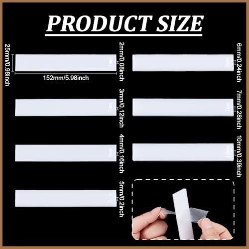 BENECREAT 14Pcs Polymer Clay Depth Guide, 2/3/4/5/6/7/10mm White Clay Roller Guide, Mudboard Tools for Pottery, Acrylic Polymer Clay Tool Set, 6x1 Inch - color: White