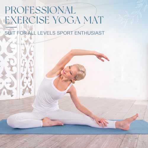 Funtery 3 mm Thin Yoga Mats Bulk, 68 x 24 in - color: Hazy Blue