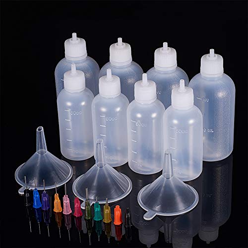 BENECREAT 8 Packs 1.7/3.4oz Multi-purpose DIY Precision Tip Applicator Bottles Set, Fine Needle Tip Glue Applicator Squeeze Bottles for DIY Quilling, Acrylic Paint Artwork Hobbies, Oil Bottle - color: 8 Bottles & 18 Tips & 2 Caps, size: 1.7 Ounce