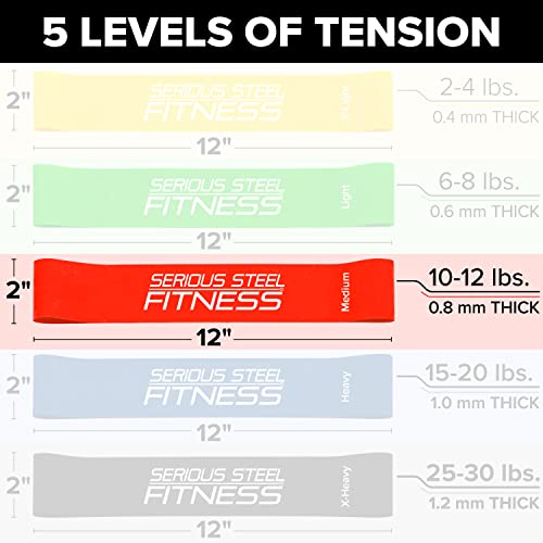 Serious Steel Fitness Mini Resistance Loop Bands | Rehab and Prehab Stretch Bands | 12" Exercise Workout Bands (Sets of 5 Pack and Sets of 10 Pack Trainer Options Available!) - color: Medium 10 Pack (2" x 12")