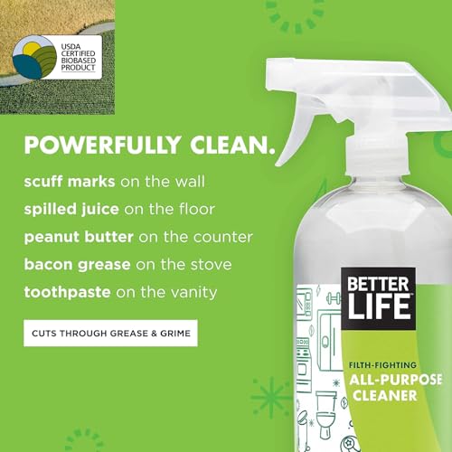 Better Life All Purpose Cleaner - Multipurpose Home and Kitchen Cleaning Spray for Glass, Countertops, Appliances, Upholstery & More - Multi-surface Spray Cleaner - 32oz Clary Sage & Citrus - size: 32 Fl Oz (Pack of 1)