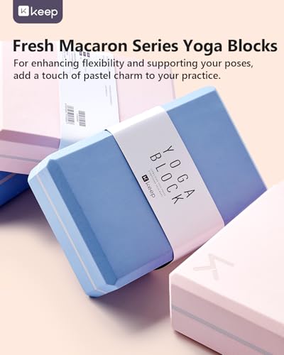 KEEP Yoga Block, High-Density EVA Foam 2 Pack Yoga Block with Non-Slip Textured Surface, Supportive, Lightweight - Ideal for Yoga - color: 2-Pack-Light Blue