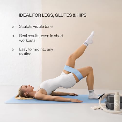 Premium Loop Resistance Bands Set - Non Slip Fabric Booty Bands for Glutes & Legs (Light, Medium, Heavy) | Hip Bands for Pilates, Strength Training & Home Workouts - color: Sky Blue