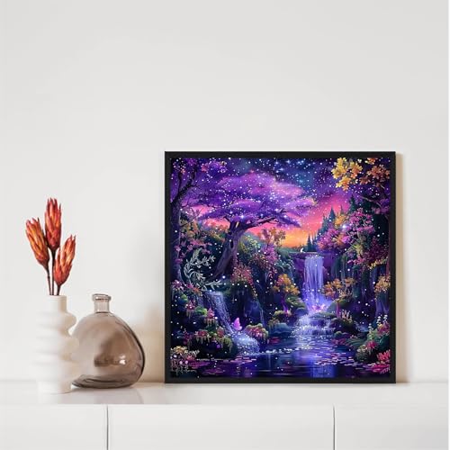 Waterfall Landscape Diamond Art Kits for Adults, DIY Diamond Painting Kits | Diamond Dot for Adults, Small Dimond Art Paintings, Full Drill Gem Painting, Crafts for Adults, Home Wall Decor (14x14inch) - color: QY154