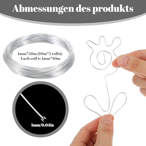 cobee 5 Rolls Craft Wire, 18 Gauge Wire for Jewelry Making, Aluminum Craft Wires Bendable Soft Crafting Wires, Flexible Metal Bailing Wired for DIY Crafts Jewelry Making