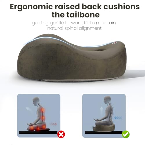 Meditation Cushion Memory Foam Floor Pillow for Cross Legged Sitting - color: Dark Green