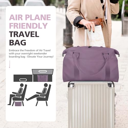 Travel Duffle Bag, Waterproof Weekender Bag Carry On Tote Bags for Women, Travel Essentials Sport Gym Bag for Men, Hospital Bag for Labor and Delivery, Overnight Bag Luggage Bag with Trolley Sleeve - color: 05 Shadow Violet