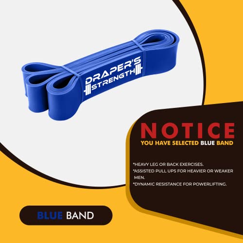 Draper's Strength Heavy Duty Resistance Stretch Loop Bands for Powerlifting Workout Exercise and Assisted Pull Ups - color: #06 Blue