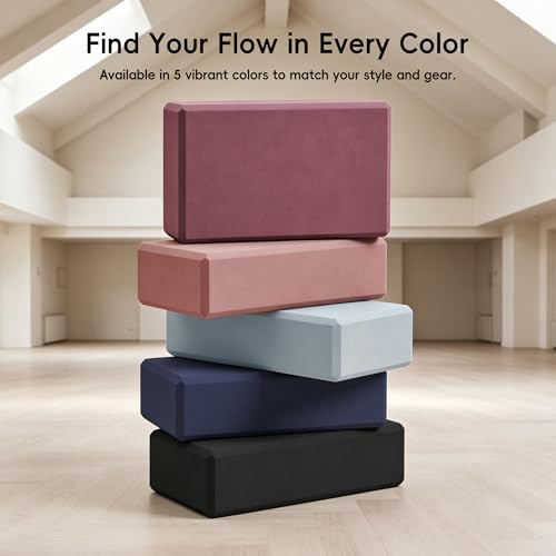 High Density EVA Yoga Blocks 2 Pack, 280g Pro-Level Exercise Brick (46-50 Shore C Firmness), Odor-Free & Non-Slip Foam Props for Yoga, Pilates & Stretching - color: black