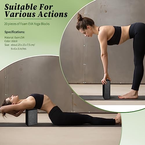 20 Pcs Yoga Blocks Pack High Density EVA Foam Non Slip Black