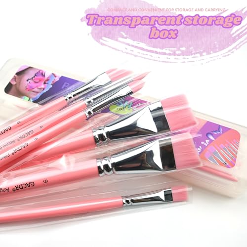 GACDR Face Paint Brush Set, 10 Pcs Professional Face & Body Paint Brushes | Artist Paint Brushes Halloween Cosplay Party Festival Makeup Acrylic Gouache Watercolor Oil Painting