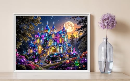 Xoaoes Castle Diamond Art Kits for Adults, 5D Diamond Painting Kits for Adults, DIY Gem Painting, Dimond Art Paintings Kit, Crafts for Adults, Full Drill Diamond Dot for Home Wall Decor 16 X 12 Inch - color: CM091