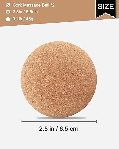 KITWILD Cork Massage Ball, 2.5 Inch, 2 Pack | High Density Fine Particles, Deep Tissue Muscle Massage, Myofascial Release, Yoga Therapy, Lacrosse Ball - style: 2 Pack (2.5'')