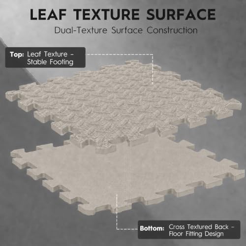 18 Pcs EVA Foam Floor Tiles, Puzzle Exercise Mat Set for Gym | Cover 18 sqft with 12.6" x 12.6" x 0.4" interlocking tiles for home gyms, garages and workout equipment - color: Honey Sand