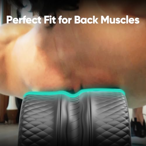 FitBeast Back Roller - Deep Tissue Massage Wheel, Yoga Wheel & Back Stretcher for Pain Relief (6''+9''+12'', Black)