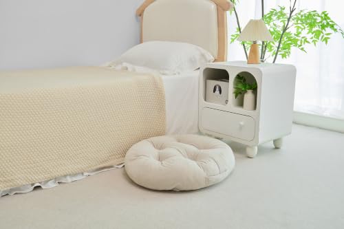 Floor Pillow Cushion with Handle for Adults Women Men | Large Meditation & Sitting Cushion Pillow for Tatami, Living Room, Yoga (2, Beige, Round, 22" x 22" x 6") - color: Beige, Round