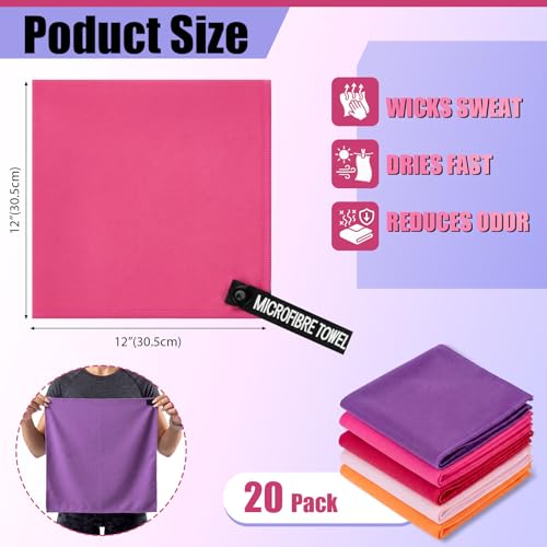 20 Pcs Workout Towels - Gym Sweat Handkerchiefs, Vibrant - color: Vibrant