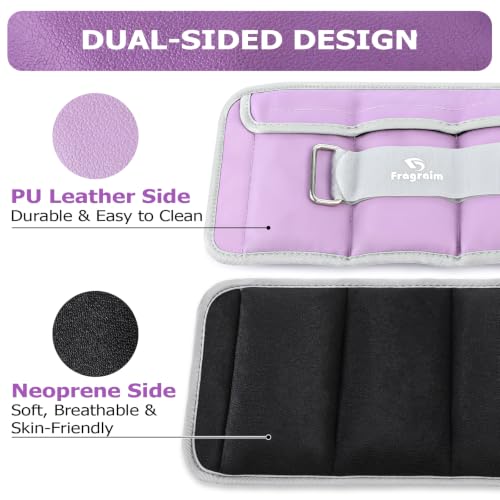 Fragraim Adjustable Ankle Weights for Women and Men, 1 Pair (2–10 lbs) - color: Purple