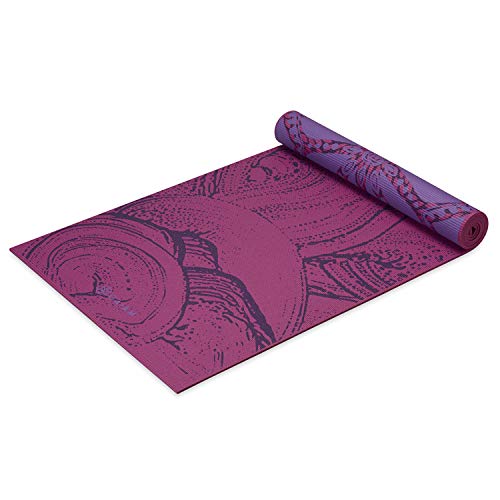 Gaiam Yoga Mat - Premium 6mm Print Reversible Extra Thick Non Slip Exercise & Fitness Mat for All Types of Yoga, Pilates & Floor Workouts (68" x 24" x 6mm Thick) - color: Lilac Aurora