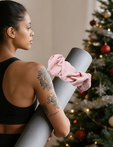 Yoga Mat Scrunchie Yoga Mat Strap Carrier Pilates Mat Holder | Holds Your Yoga Mat in Style, Adjustable & Stretchy Yoga Mat Band, Fits Most Standard Yoga Mats (mat not included),Yoga Gifts - color: Light Pink