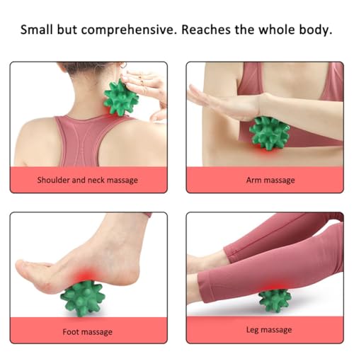 Spiky Massage Balls, Deep Tissue Massager for Myofascial Release, Green | Acupoint Physical Massage Balls, Massage Balls for Feet, Back, Hands, Muscle, 2 Pack - color: Green