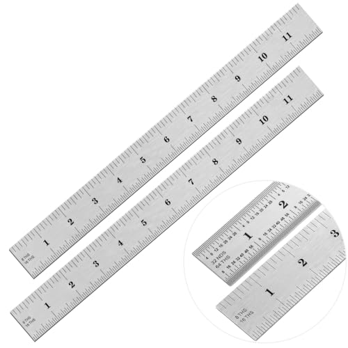 eBoot 2 Pack Stainless Steel Ruler Machinist Engineer Ruler, Metric Ruler with Markings 1/8, 1/16, 1/32, 1/64 Inch for Engineering, School, Office, Architect, and Drawing (6 Inch) - size: 6 Inch
