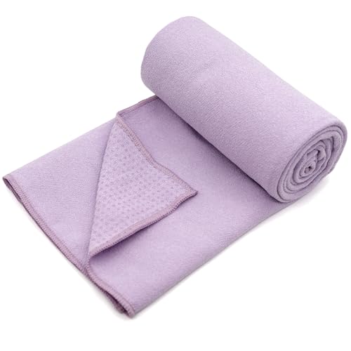 Eunzel 2 Pack Hot Yoga Towel with Grip Dot, Non Slip Yoga Mat Towe Sweat Absorbent Towel for Hot Yoga,Bikram, Pilates and Fitness 72" x 24", Taro Purple - color: Taro Purple