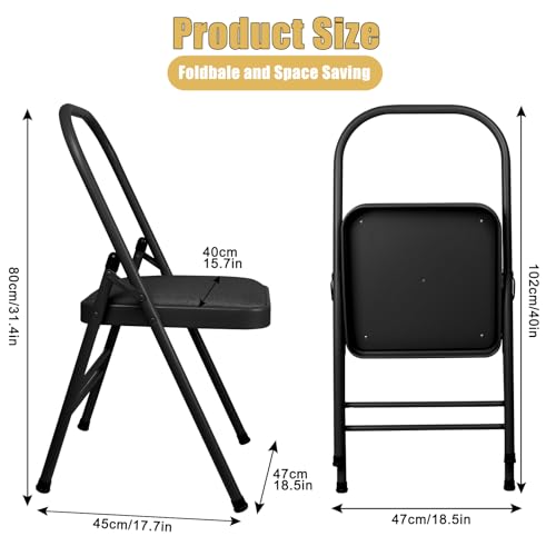 INNOLIFE Black Foldable Backless Yoga Auxiliary Chair for Abs & Core, Flexibility & Strength Training, and Back Pain Relief - color: Black