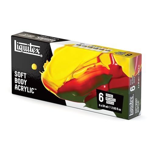 Liquitex Soft Body Acrylic Paint, 6 x 59ml (2-oz), Mixing Set | Low Viscosity, Highly Pigmented, Satin Finish, Retains Subtle Brush Strokes, Great Surface Coverage, Highly Versatile - style: Mixing Set 6 x 59ml (2-oz)