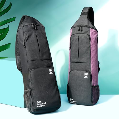 Yoga Mat Bag Carrier - Large Pockets & Water Bottle Holders. Yoga Backpack Fits 0.5" Thick x 26" Wide Mats. Hands-Free, Left-Right Switchable, Yoga, Gym, Cycling - color: Black