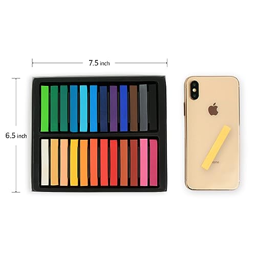 HA SHI Soft Chalk Pastels, 24 Assorted Colors, Soft Art Supplies for Artists, Professional Drawing Media, Stick Pastel for Advanced Users, DIY Beauty Nail Art, Pan Chalk Pastels - color: 24 Colors (Long)