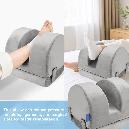 Adjustable Height Knee Replacement Pillow for Recovery - Leg Elevation Pillow with Firm Foam for Post-Surgery Sleeping, Hip & Ankle Pain Relief & Swelling Reduction (Grey) - size: 2-in-1 Layered