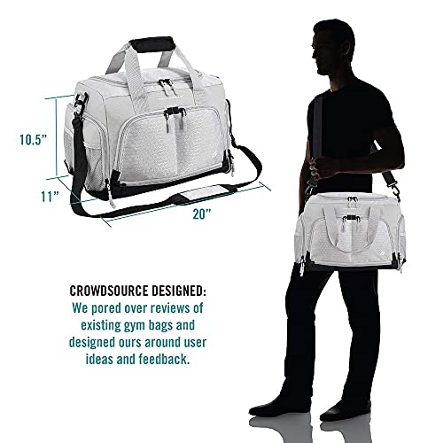 Ultimate Gym Bag 2.0: The Durable Crowdsource Designed Duffel Bag with 10 Optimal Compartments Including Water Resistant Pouch - color: Silver, size: Small (15")