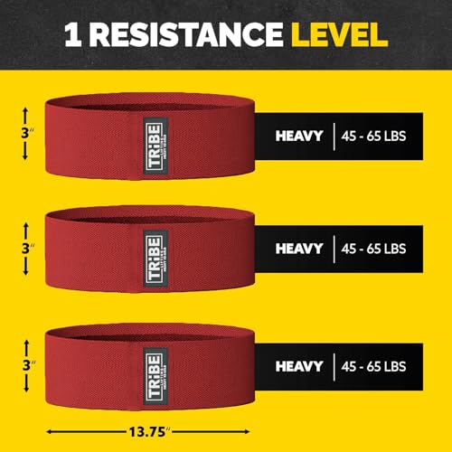 Fabric Resistance Bands for Working Out, 3-Pack for Legs and Glutes - color: Heavy Red